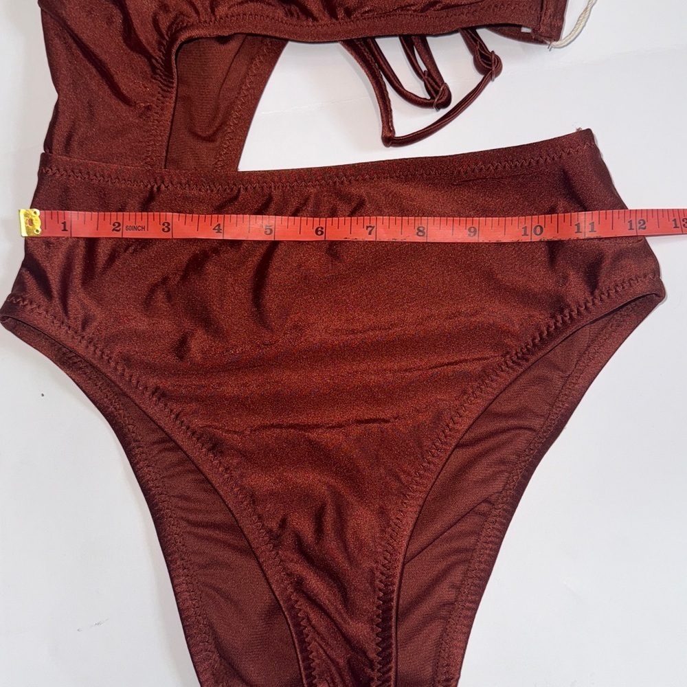 Target Noel Asymetrical Bronze Orange Cut Out One-Piece Swimsuit XS - Picture 13 of 15